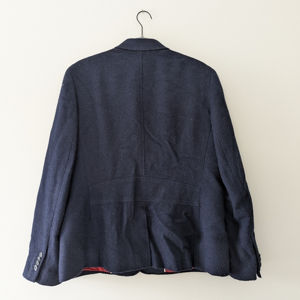 Lands End Navy 3-Button Wool Blend Blazer Front Pockets - Picture 3 of 10